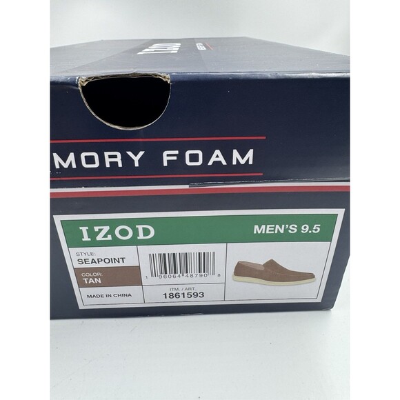 Izod Mens Seapoint Sneaker Loafer Slip On Shoe Size 9.5 Tan- Brown New